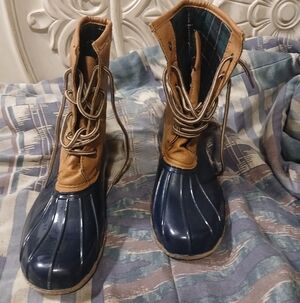 Brown and Blue designer 👢 Hightop duck Boots